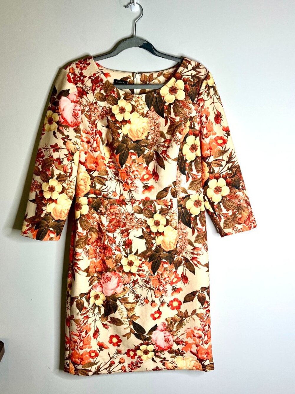 Talbots Fall Floral Sheath Dress Wedding Guest Fall Transition Modest Career 10